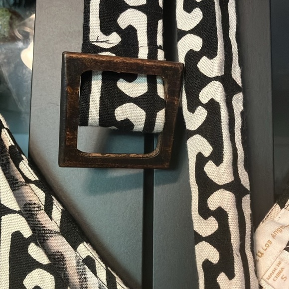 Monteau Black and Cream Patterned Linen Blend Peplum Vest Blouse S - Picture 7 of 7